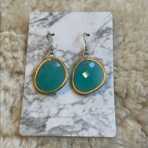 Elegant Gold and Teal Drop Earrings